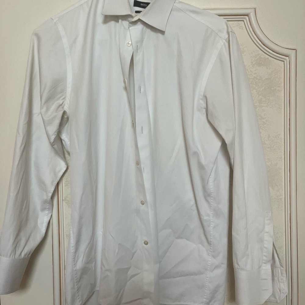 Hugo Boss White Regular Fit Button Down Dress Shirt